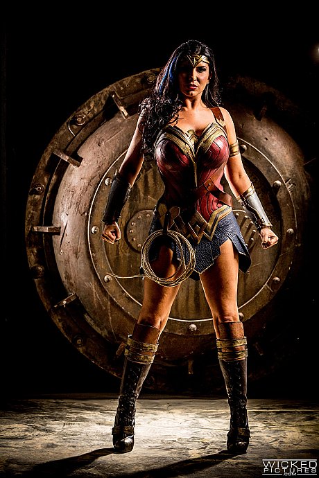 Wild MILF in a Wonder chick costume Romi Rain gets rammed by three guys - Image 1 of 20  in Cumshot category   featuring Tyler Nixon, Xander Corvus, Romi Rain, Giovanni Francesco 