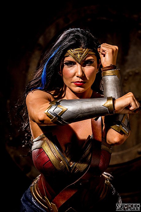 Wild MILF in a Wonder chick costume Romi Rain gets rammed by three guys - Image 2 of 20  in Cumshot category   featuring Tyler Nixon, Xander Corvus, Romi Rain, Giovanni Francesco 