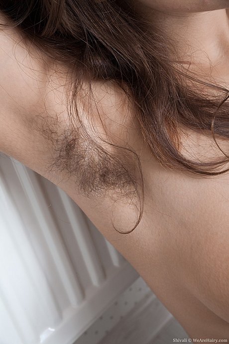Brunette solo chick girl woman shows off her unshaven armpits and pussy in her bedroom - Image 16 of 18  in Pussy category   featuring Shivali 