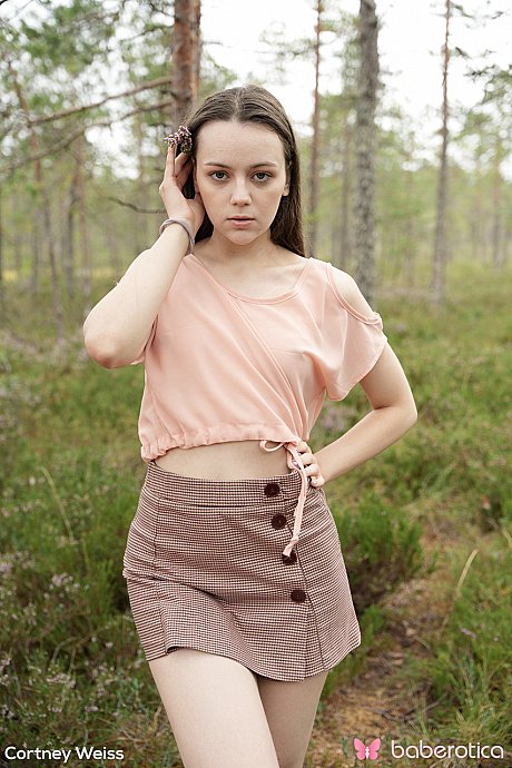 Skinny babe Cortney Weiss strips naked & toys her shaved pussy outdoors - Image 1 of 21  in Masturbation category   featuring Cortney Weiss 