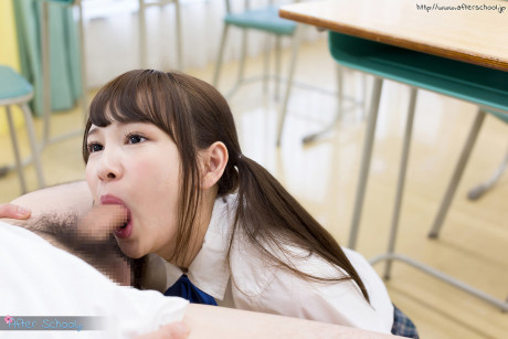 Tiny oriental schoolgirl gets jizz on her tongue while blowing her teacher's cock - #264084