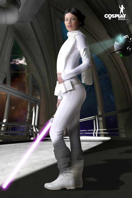 Living doll wields a lightsaber while emulating Princess Leah - #134220