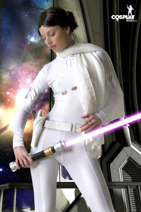 Living doll wields a lightsaber while emulating Princess Leah - #134224