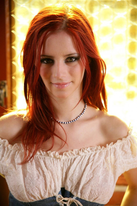 Beautiful redheaded young Piper teasing nude with her juicy natural tits - #1143122