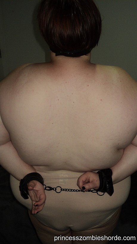 Chunky submissive older LaLa Delilah squeezes her massive titties while cuffed - Image 1 of 15  in Amateur category   featuring LaLa Delilah 