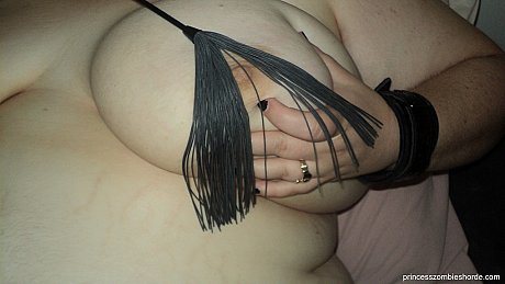 Chunky submissive older LaLa Delilah squeezes her massive titties while cuffed - Image 5 of 15  in Amateur category   featuring LaLa Delilah 