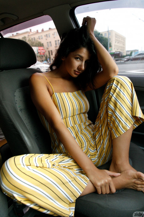 Adorable babe Nadia Serbinenko shows her ravishing naked body in a taxi - #913528
