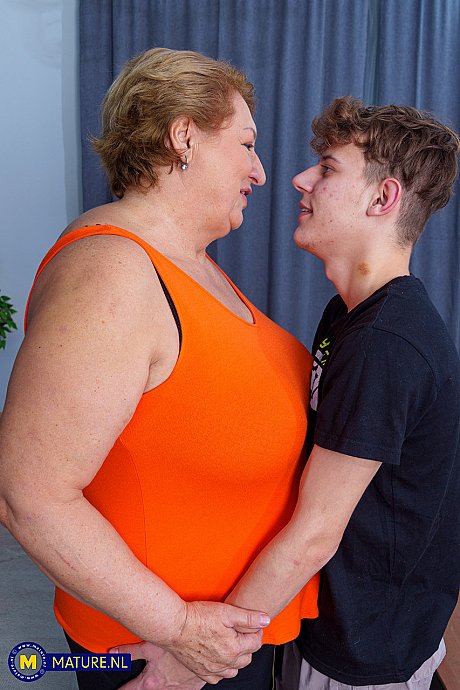 Chubby grandma Babet lets her fresh teen man suck her shaved cunt before sex - Image 1 of 20  in Amateur category   featuring Big Nick 