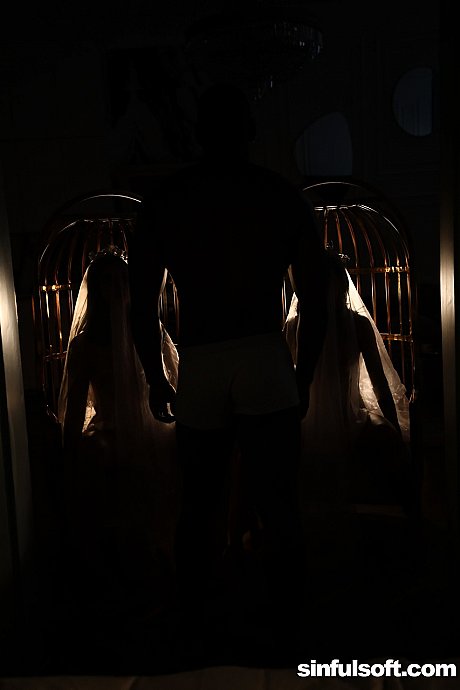 Hot brides in white undergarment Kira Queen and Canela Skin share a charming black fiance BF lover - Image 9 of 20  in Babe category   featuring Canela Skin, Kira Queen, Aaron Rock 