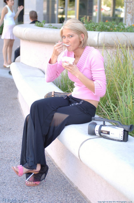 Sweet young Rachael flashes her melons butt and snatch in public - #1341299