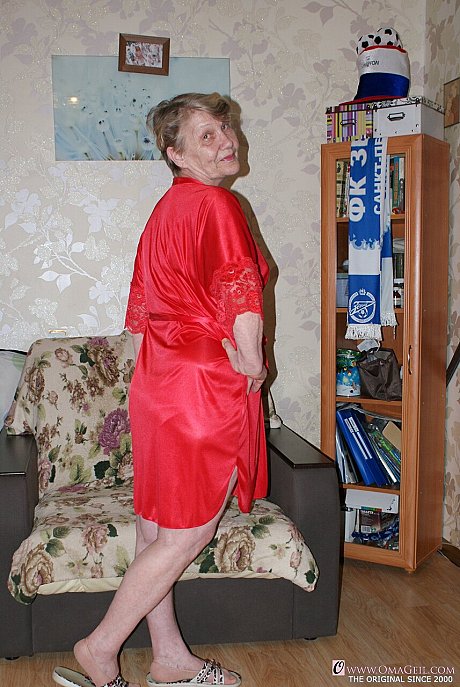 Blonde grandma Belly loses her red undies & shows her saggy melons & furry cunt - Image 1 of 20  in Pussy category   featuring Belly 