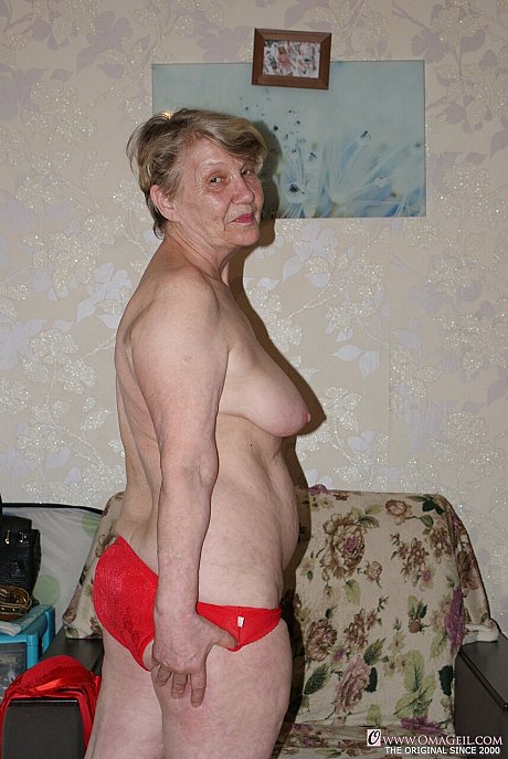Blonde grandma Belly loses her red undies & shows her saggy melons & furry cunt - Image 5 of 20  in Pussy category   featuring Belly 