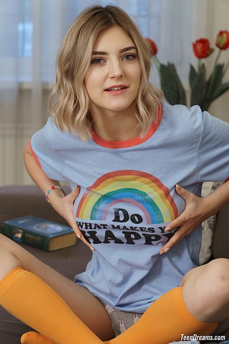 Charming teenie Eva Elfie shows and grabs her perfect tits and fingers clam - Image 8 of 20  in Pussy category   featuring Eva Elfie 