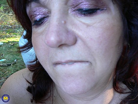 Redheaded BBW Pazia sucks strangers' schlongs outdoors & gets facialed - Image 11 of 21  in Outdoor category   featuring Pazia 