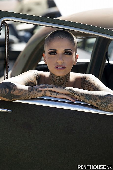 Bald inked babe Leigh Raven flaunts her small titties and poses undressed outdoors - Image 12 of 20  in Outdoor category   featuring Leigh Raven 
