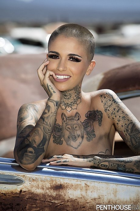 Bald inked babe Leigh Raven flaunts her small titties and poses undressed outdoors - Image 15 of 20  in Outdoor category   featuring Leigh Raven 