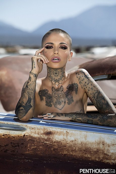 Bald inked babe Leigh Raven flaunts her small titties and poses undressed outdoors - Image 16 of 20  in Outdoor category   featuring Leigh Raven 