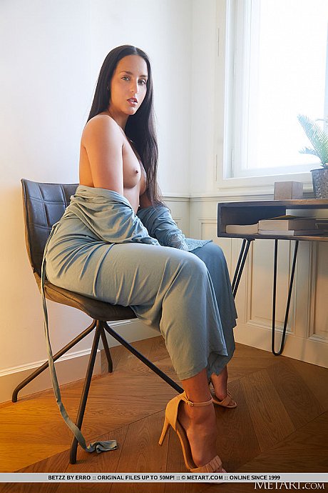 Brunette young Betzz does away with her robe to model in the nude - Image 6 of 18  in Model category   featuring Betzz 