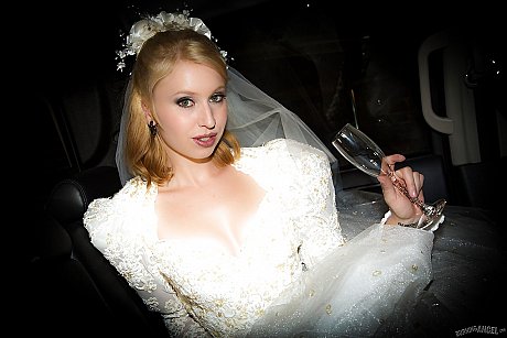 Blondie Eidyia tongues bbc & gets spunk on boobies in interracial wedding fuck - Image 1 of 15  in Cumshot category   featuring Prince Yahshua, Eidyia 