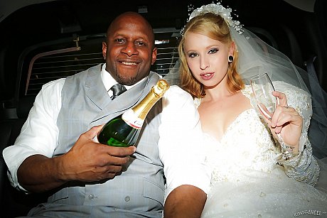 Blondie Eidyia tongues bbc & gets spunk on boobies in interracial wedding fuck - Image 3 of 15  in Cumshot category   featuring Prince Yahshua, Eidyia 