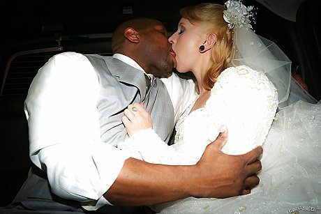 Blondie Eidyia tongues bbc & gets spunk on boobies in interracial wedding fuck - Image 6 of 15  in Cumshot category   featuring Prince Yahshua, Eidyia 