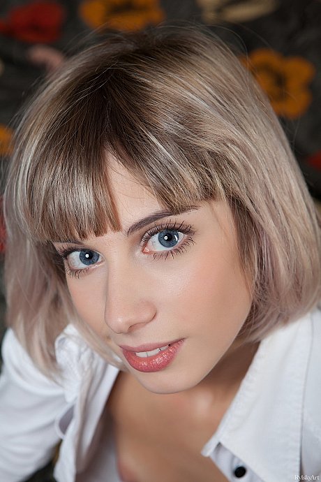 Blonde teenie Queva teases with her body while doffing her clothes in a solo - Image 10 of 20  in Babe category   featuring Queva 