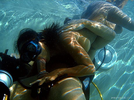 Asian scuba diver gives a oral sex underwater before fucking beside pool - Image 1 of 16  in Skinny category   featuring Priva 