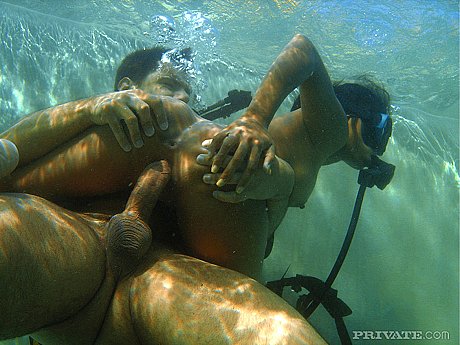 Asian scuba diver gives a oral sex underwater before fucking beside pool - Image 5 of 16  in Skinny category   featuring Priva 