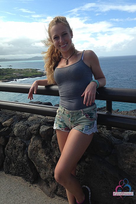 Amateur girlfriend Taylor Whyte poses in a tight shirt & shorts by the sea - Image 4 of 14  in Outdoor category   featuring Taylor Whyte 