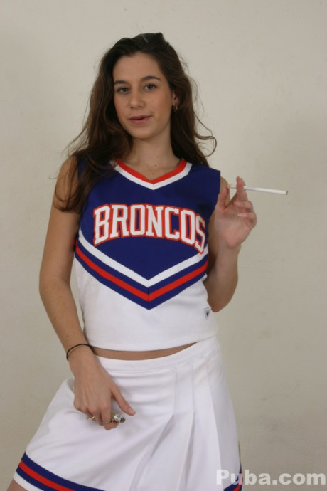 Cheerleader Jackie Ashe smokes while getting naked for POV sex with a humongous meat - #1182874