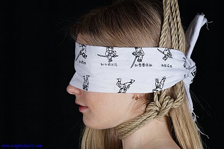Nude blondie finds her nipples sticking out as she struggles against rope ties - Gallery #13018