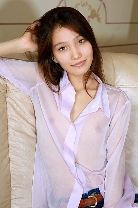 Pretty Russian teenie Anna Aki teases with her skinny body, tiny boobs & feet - Image 1 of 20  in Model category   featuring Anna Aki 