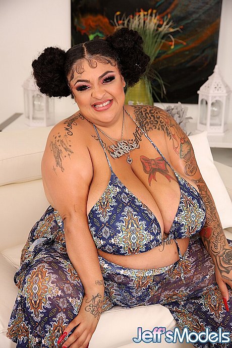 Black SSBBW Ruby Monroe releases her enormous titties and pussy from swimwear - Image 4 of 16  in Tattoo category   featuring Ruby Monroe 