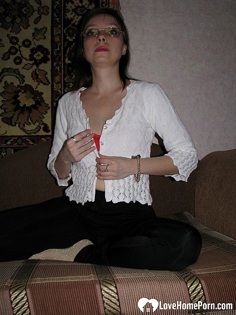 Dark-haired MILF strips to her socks and spreads her bushy coochie - Image 3 of 20  in Babe category  