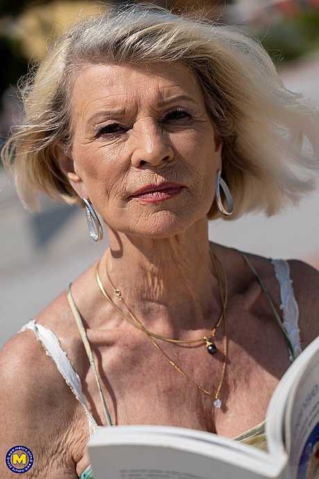 Yellow-haired grandma Eva Delage exposes her fine lovely breasts and takes two penises deeply - Image 2 of 20  in Teen category   featuring Maxime Horns, Eva Delage, Aaron Klay 