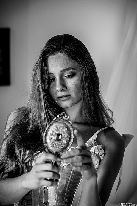 Glamorous teen babe Isla removes her lovely corset and rubs her bushy coochie - Image 17 of 21  in Model category   featuring Isla 