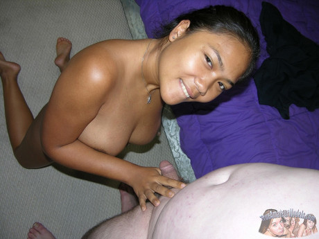 Chinese amateur jerks off a bald white stud in a 69 position on a bed - #460192