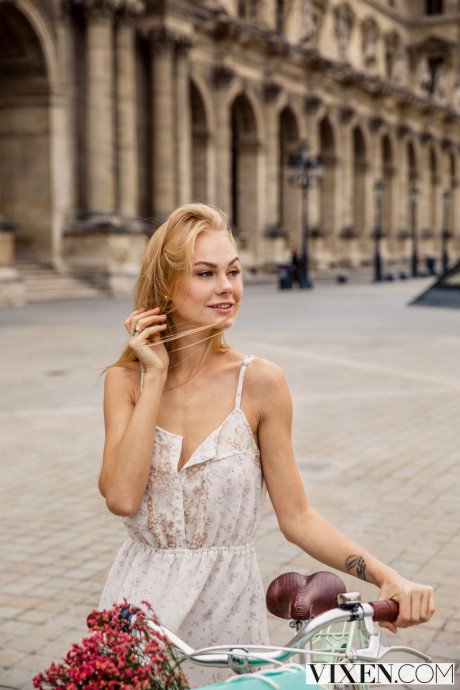 Slim blonde babe Nancy Ace gets rammed after posing in undies in Paris - #520036