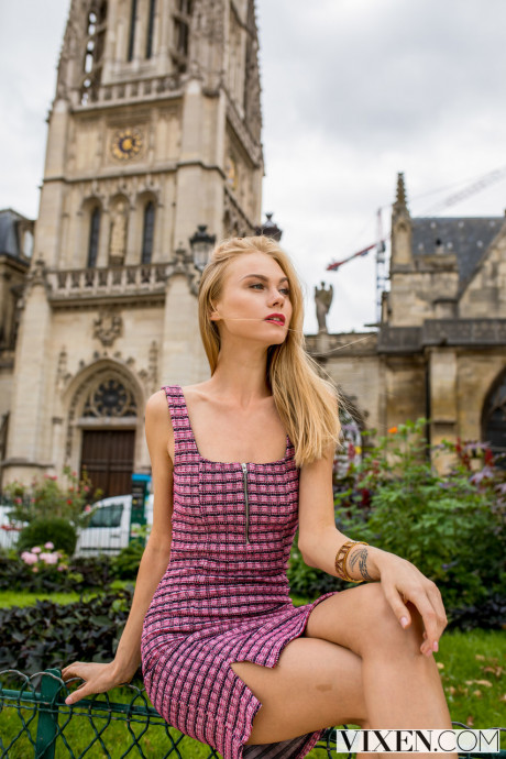 Slim blonde babe Nancy Ace gets rammed after posing in undies in Paris - #520039