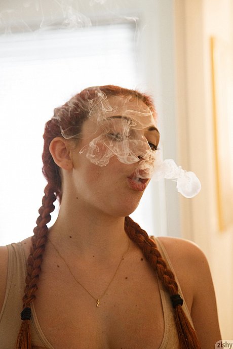 Ginger teen Gina Rosini smokes and shows her gigantic titties indoors - Image 2 of 11  in Teen category   featuring Gina Rosini 