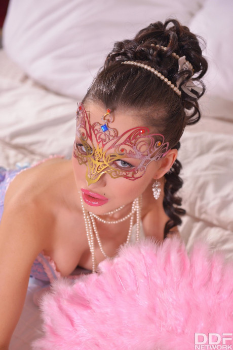 Mysterious sweetie in feminine lingerie & white pantyhose masturbates solo - #1357167