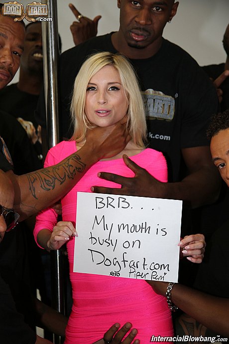 Thin blonde whore sucks off a roomful of massive ebony penises before masturbating - Image 1 of 15  in Spreading category   featuring Piper Perri 