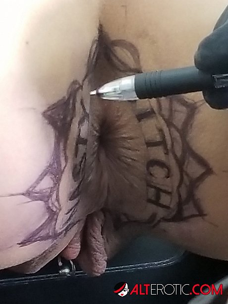 Hispanic lady lady Kitty Jaguar gets a behind tattoo before being hammered - Image 10 of 16  in Pussy category   featuring Kitty Jaguar 