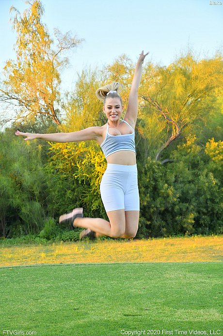 Glamour babe Blake flashing her nice melons while teasing in yoga pants outside - Image 15 of 20  in Model category   featuring Blake Blossom 