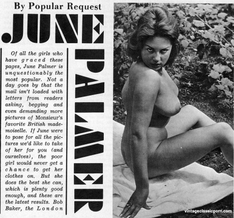Brunette model June Palmer exposes her natural boobies in her vintage compilation - #1547431