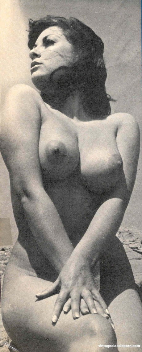 Brunette model June Palmer exposes her natural boobies in her vintage compilation #83619