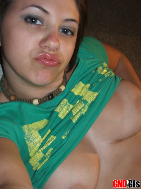 Young young looking amateur takes self shots of her monstrous natural tits - #251616