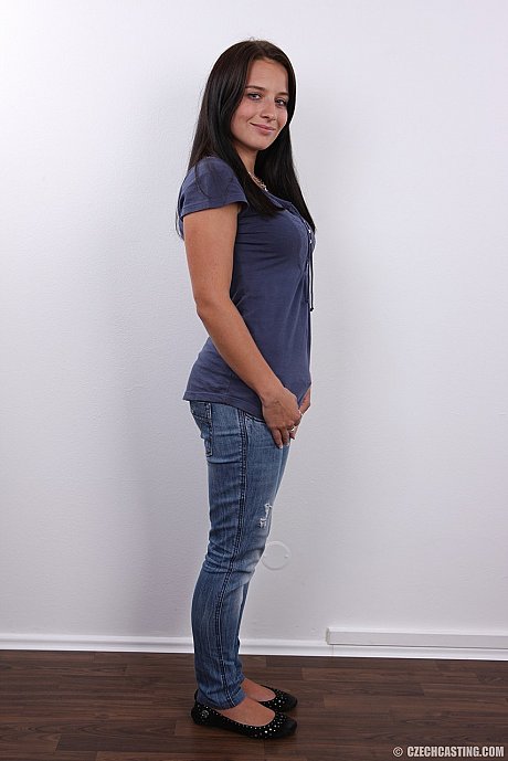 Brunette amateur takes off her bra and thong for her first undressed poses - Image 3 of 21  in Close Up category   featuring Simona 