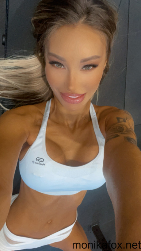 Petite babe Monika Fox shows off her massive breasts with pierced nipples at the gym - #843541