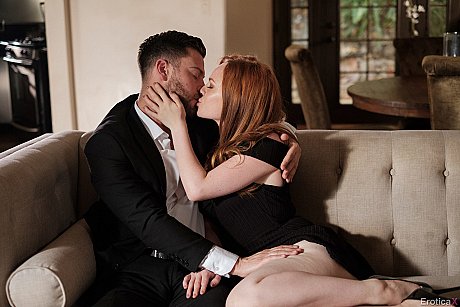 Ravishing fine red hair gets fucked on the couch after showing her nude body outdoors - Image 14 of 21  in Ass category   featuring Ella Hughes 